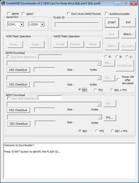 OneNAND Downloader v0.5 GEM Lite For three dri