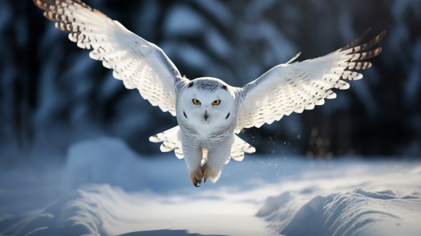 White-owl-flying-bird-4k-wallpaper