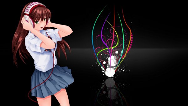 devushka naushniki yubka muzyka 41315 1366x768