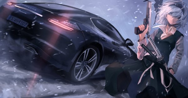 konpaku youmu devushka mashina katana pistolet 108319 2315x12