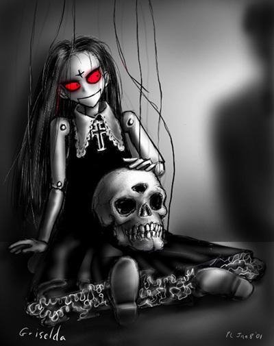 Nice gothic picture. Clipart gothique marionette avec tete de mort