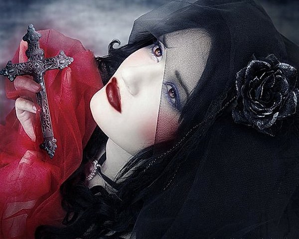 f a i t h red lovely black dress gothic-pKQV