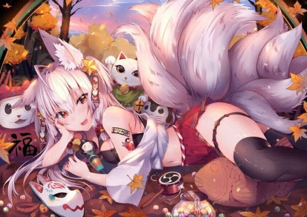 Аниме кицунэ anime ears kitsune АРТ