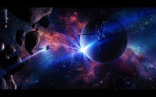 Space Spaceships among asteroids 083901