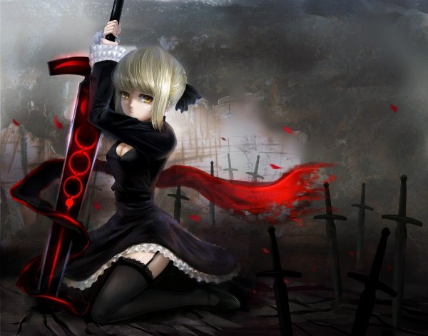 www.GetBg.net Anime Red black sword in a