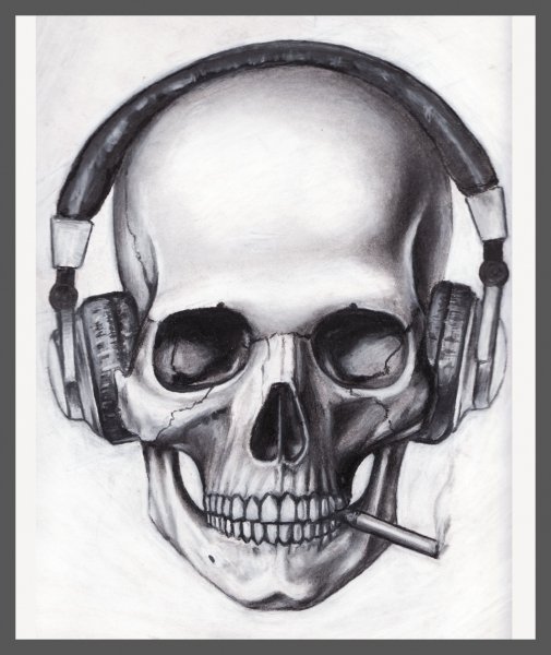 Skull Headphones Cigarette by pleasenoju